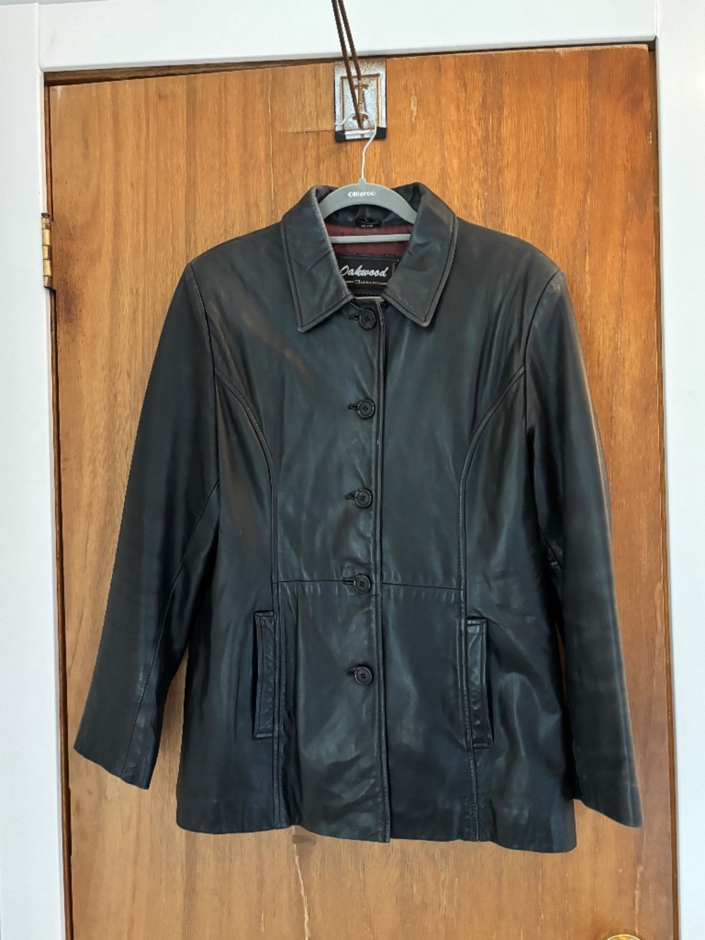 Women’s Black Leather Jacket Oakwood Classic Large